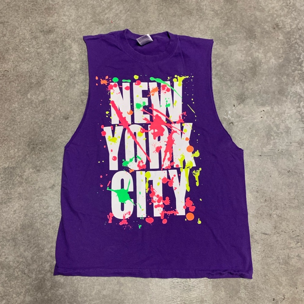 New York City Purple Neon 90s 80s muscle shirt tank top